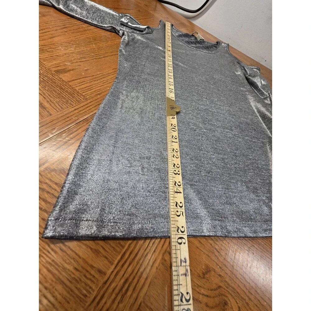 Michael Kors Women's Silver Metallic Off Shoulder Top Size XL Long Sleeve